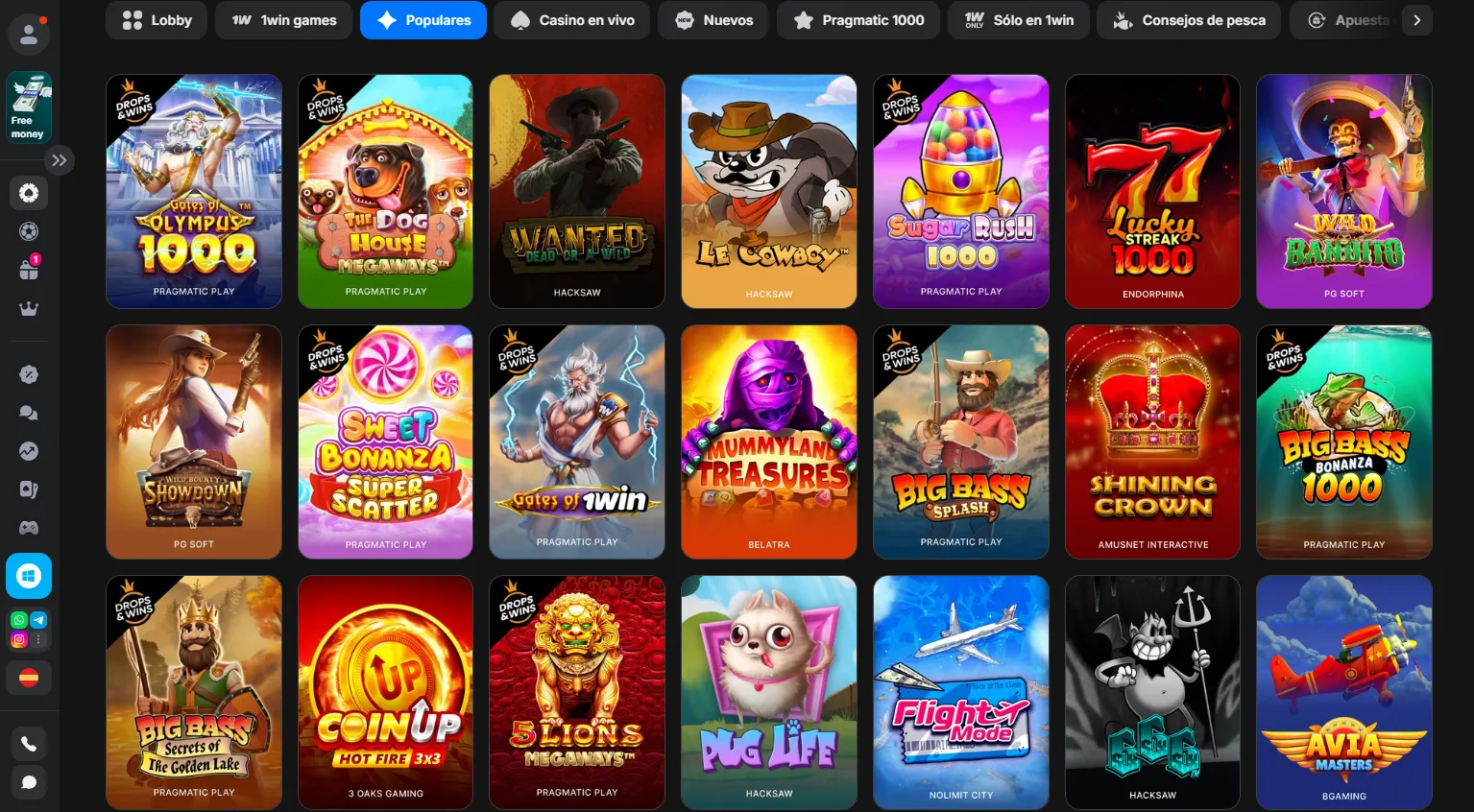 Catálogo de juegos del casino 1win online casino